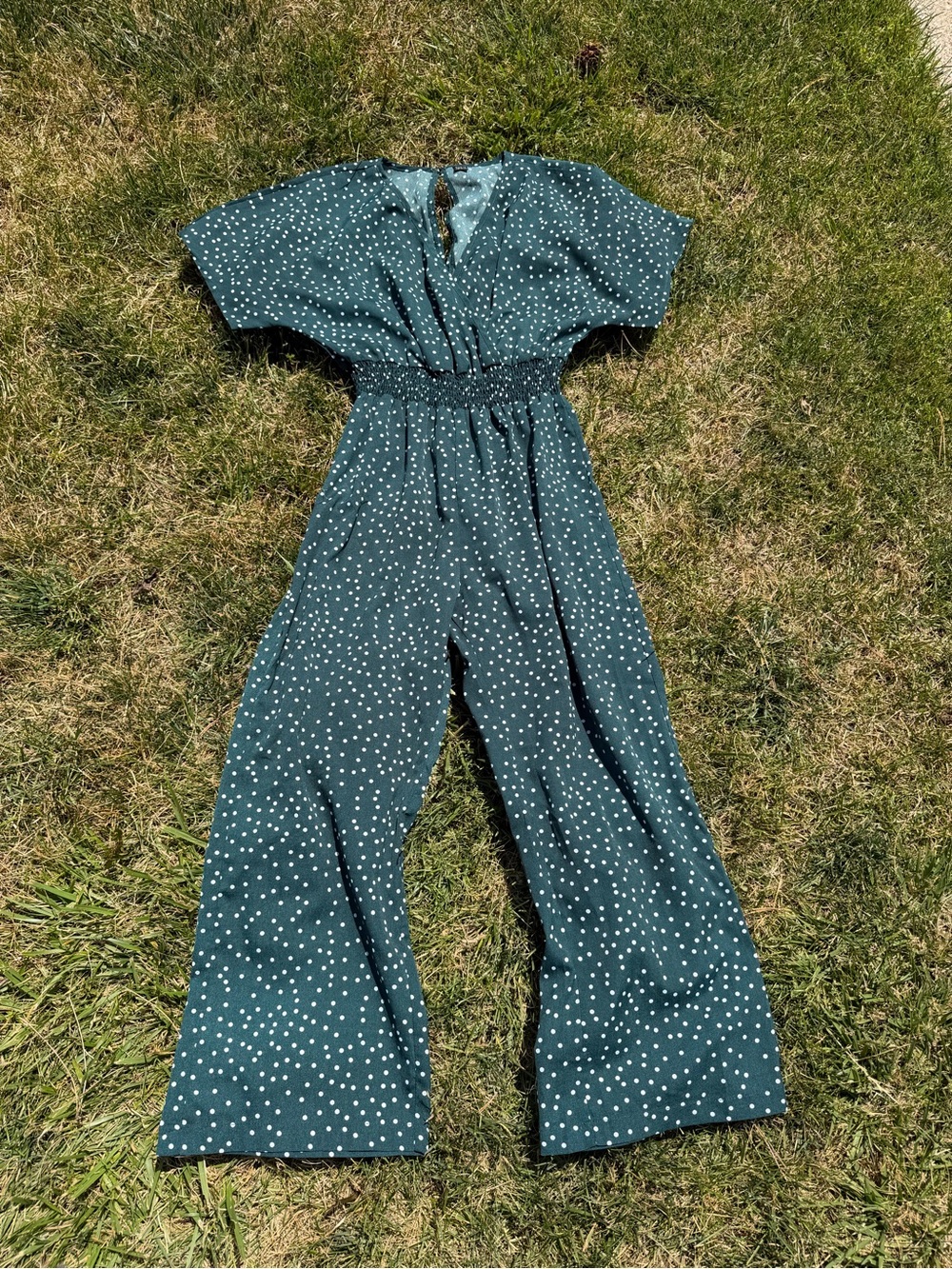 SHEIN Green Polka Dot Jumpsuit Size Small